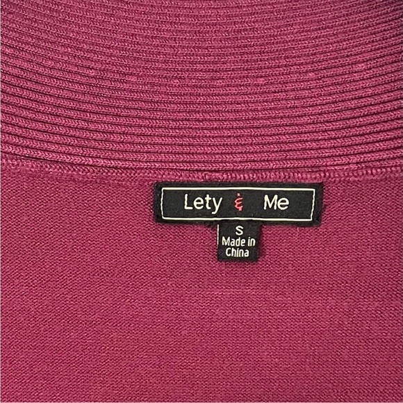 ♥️🍷 Lety & Me Cardigan Small Stitch Fix Burgundy Open Front Pointelle - Picture 6 of 9